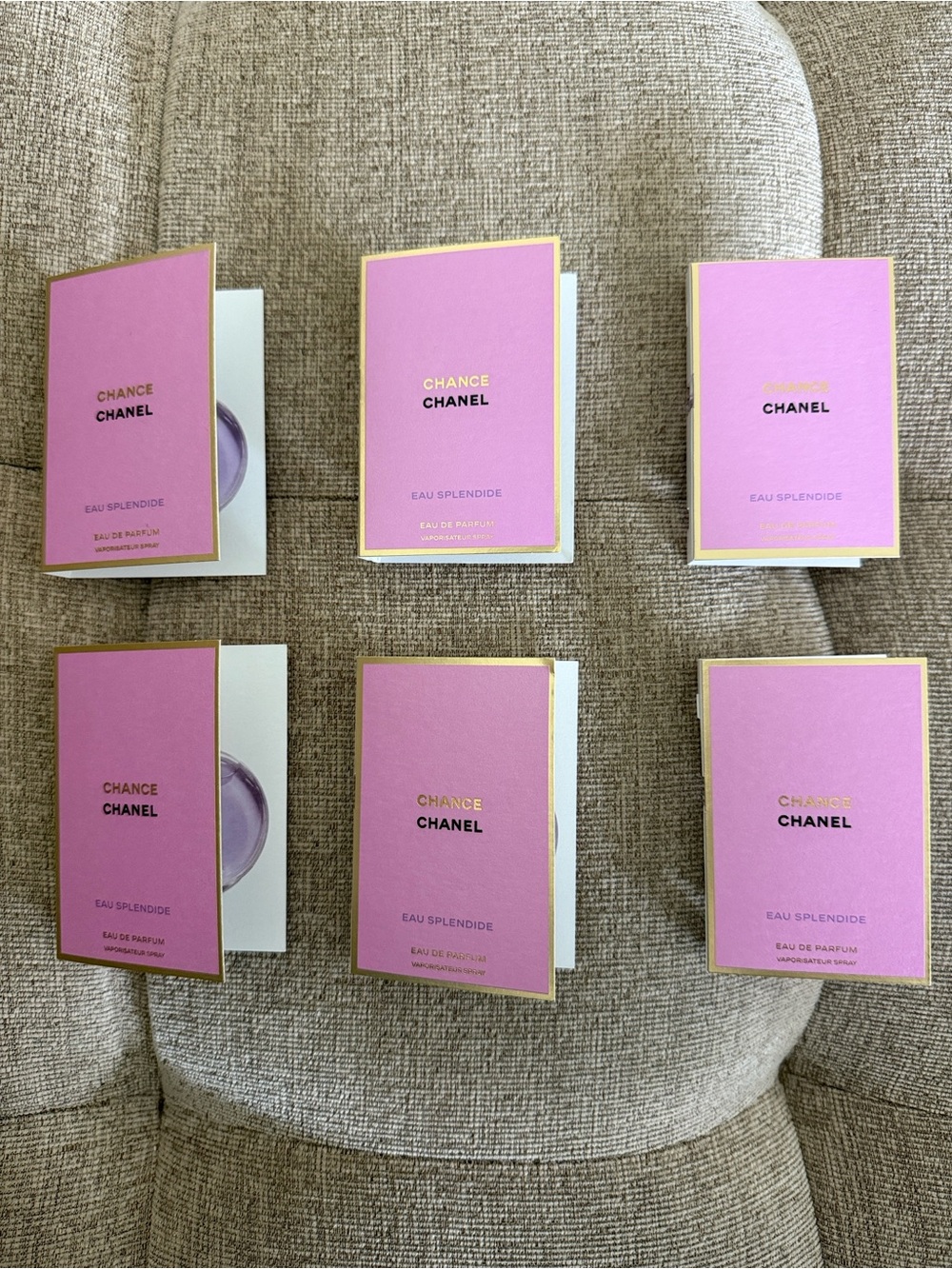 Chanel Chance Eau Splendide Pink Sample Cards - Set of 6